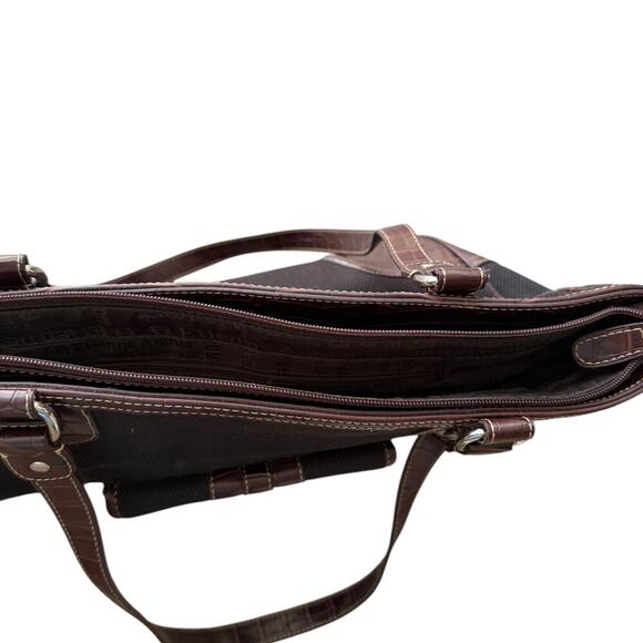 Etienne Aigner Bag Shoulder  BLACK & BROWN Leather Canvas - Picture 6 of 12